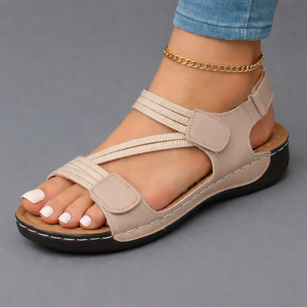Women's Neutral Elastic Strap Walking Sandals