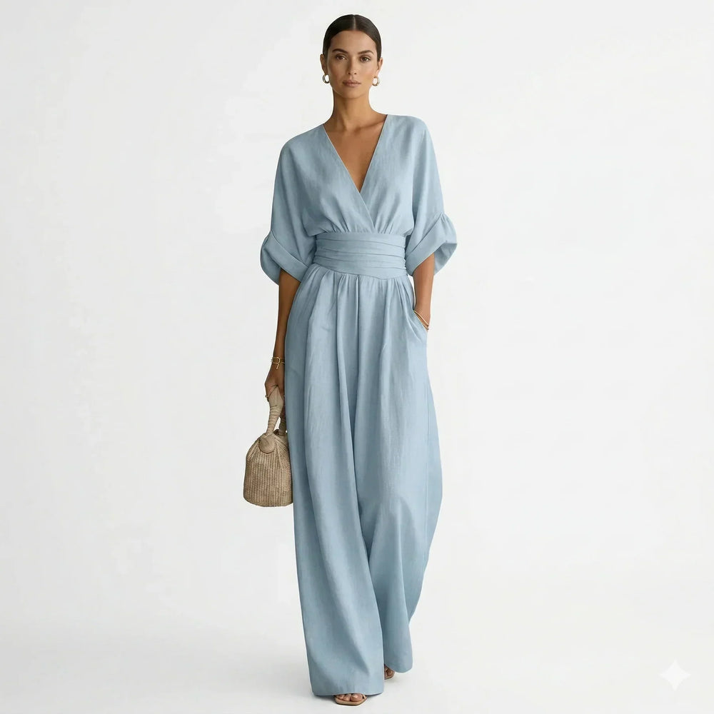 Women's Sleeveless Flowing Wide Leg Evening Jumpsuit