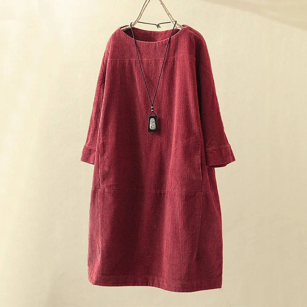 Women's Ribbed Pocket A-Line Dress