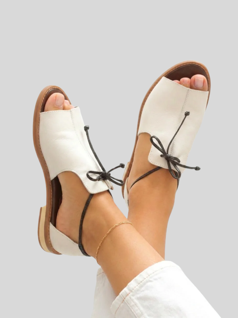 Women's Shimmering Lace Up Low Heel Sandals