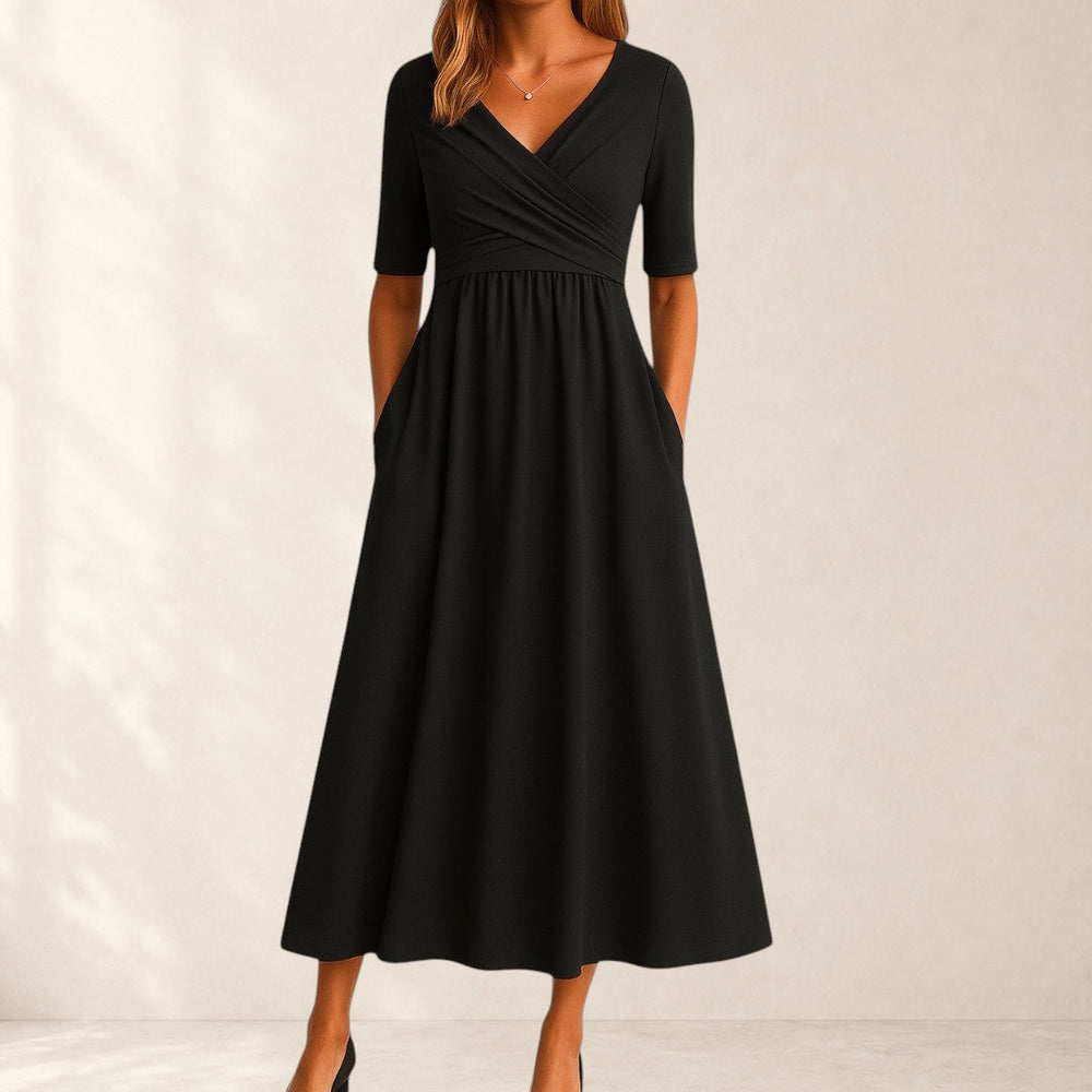 Women's Elegant Flowing A-Line Midi Dress