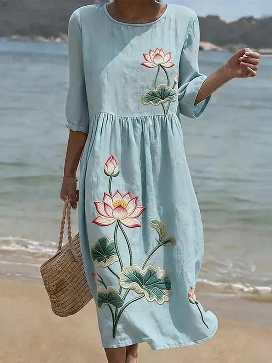 Women's Flowing Floral Print Button Front Sundress