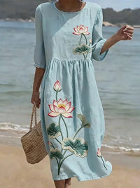 Women's Flowing Floral Print Button Front Sundress