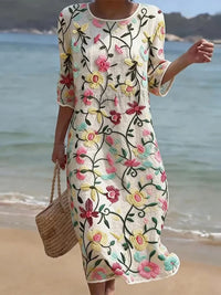 Women's Floral Print Button Front Loose Dress