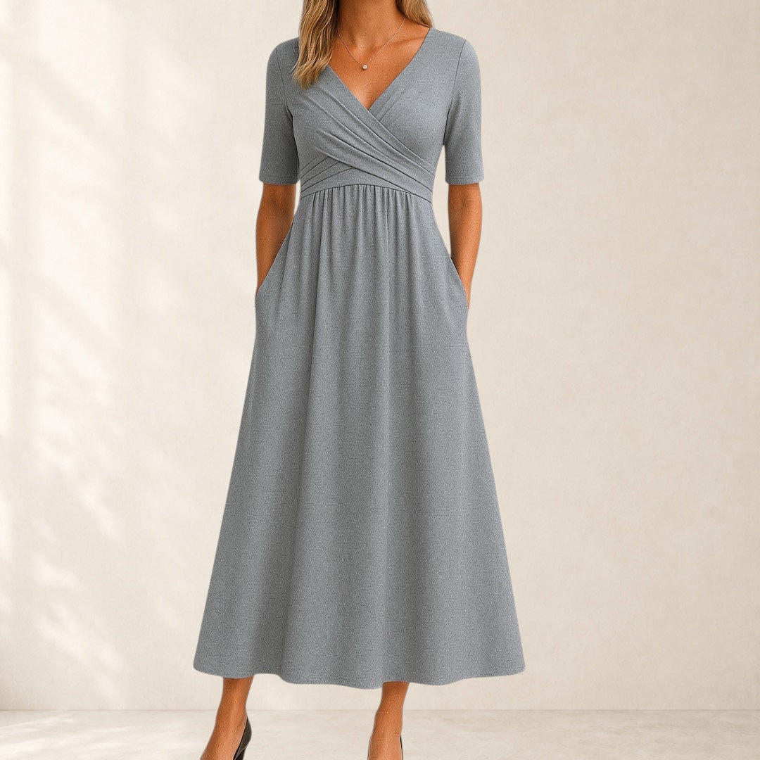 Women's Elegant Flowing A-Line Midi Dress