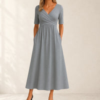 Women's Elegant Flowing A-Line Midi Dress