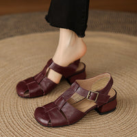 Women's Strappy Square Toe Low Block Heel Sandals