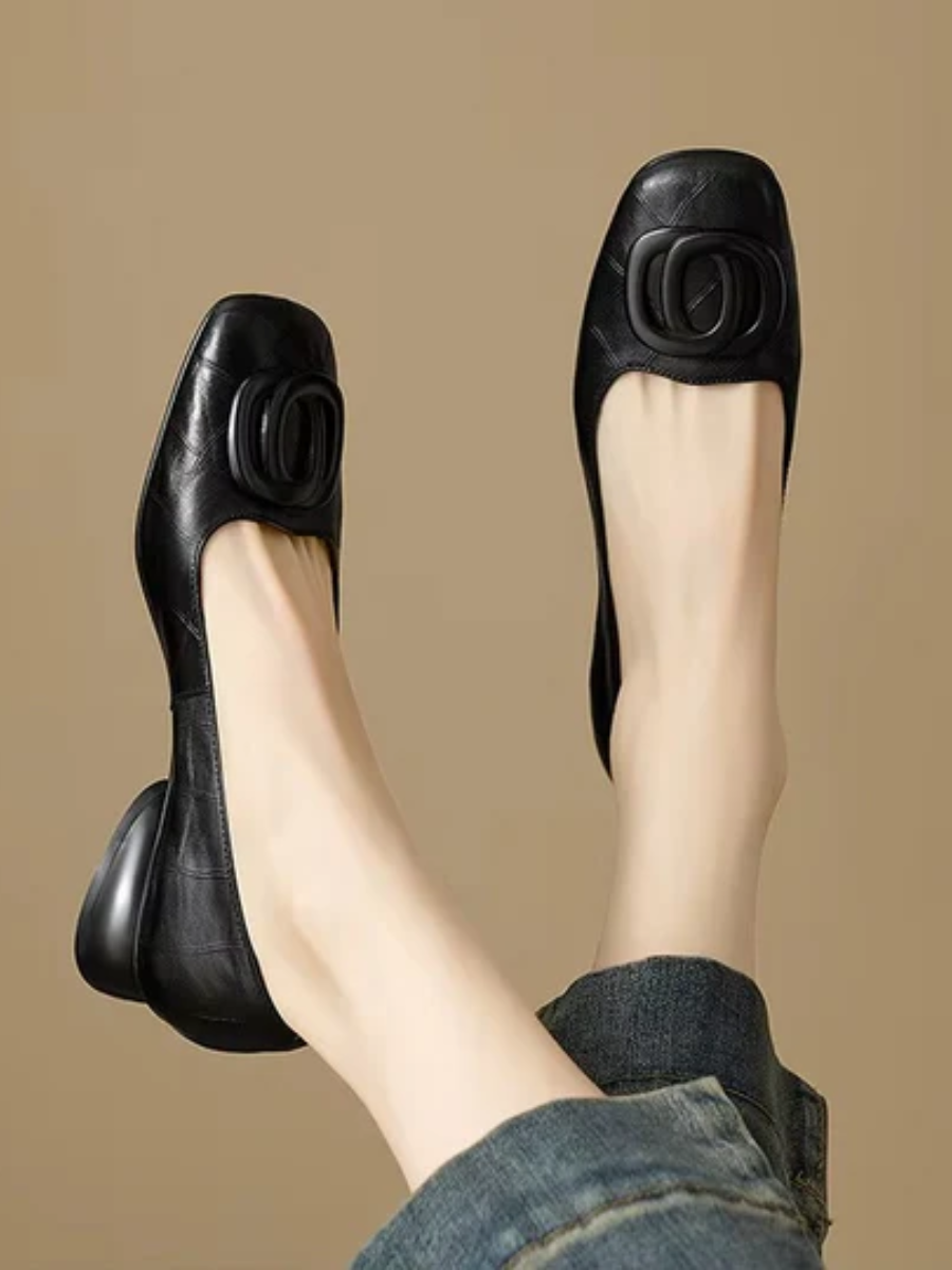 Women's Square Toe Hardware Accent Flats