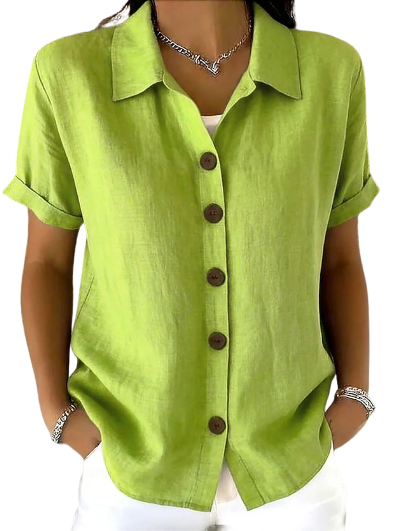 Women's Relaxed Button Down Short Sleeve Shirt