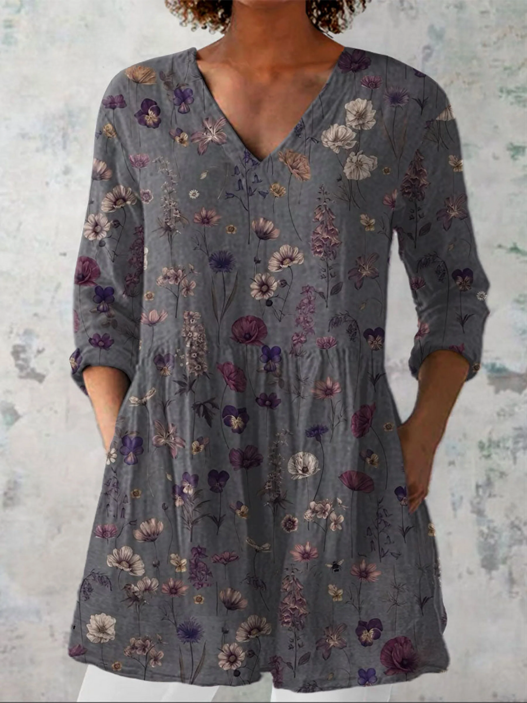 Women's Elegant Long Sleeve V Neck Blouse