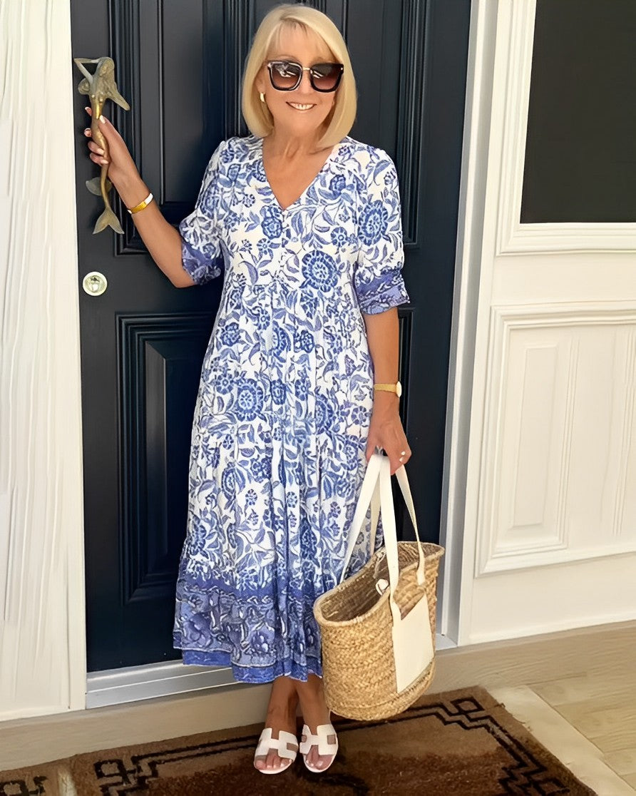 Women's Floral V-Neck Maxi Dress