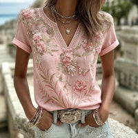 Women's Delicate Floral V-Neck Blouse