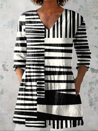 Women's Relaxed Fit Long V Neck Tunic Blouse