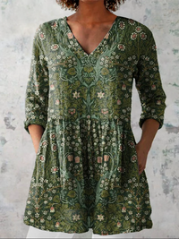 Women's Vibrant Draped Longline V-Neck Blouse