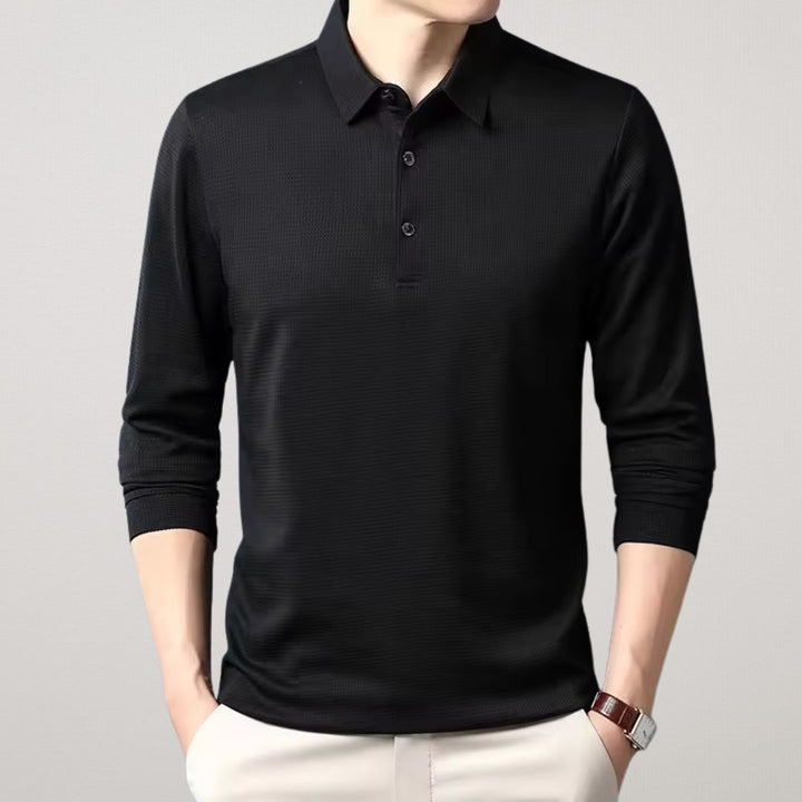 Long-Sleeve Cotton Polo Shirt