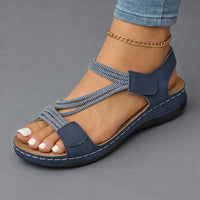 Women's Blue Cushioned Multi Strap Sandals