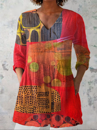 Women's Fluid Longline V Neck Blouse