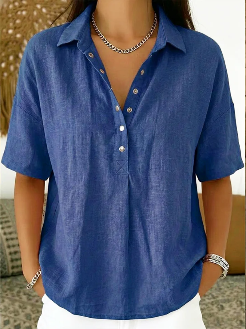 Women's Short Sleeve Collared Blouse