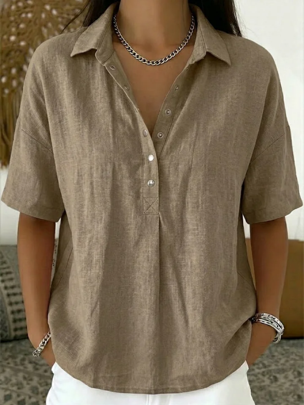Women's Short Sleeve Collared Blouse