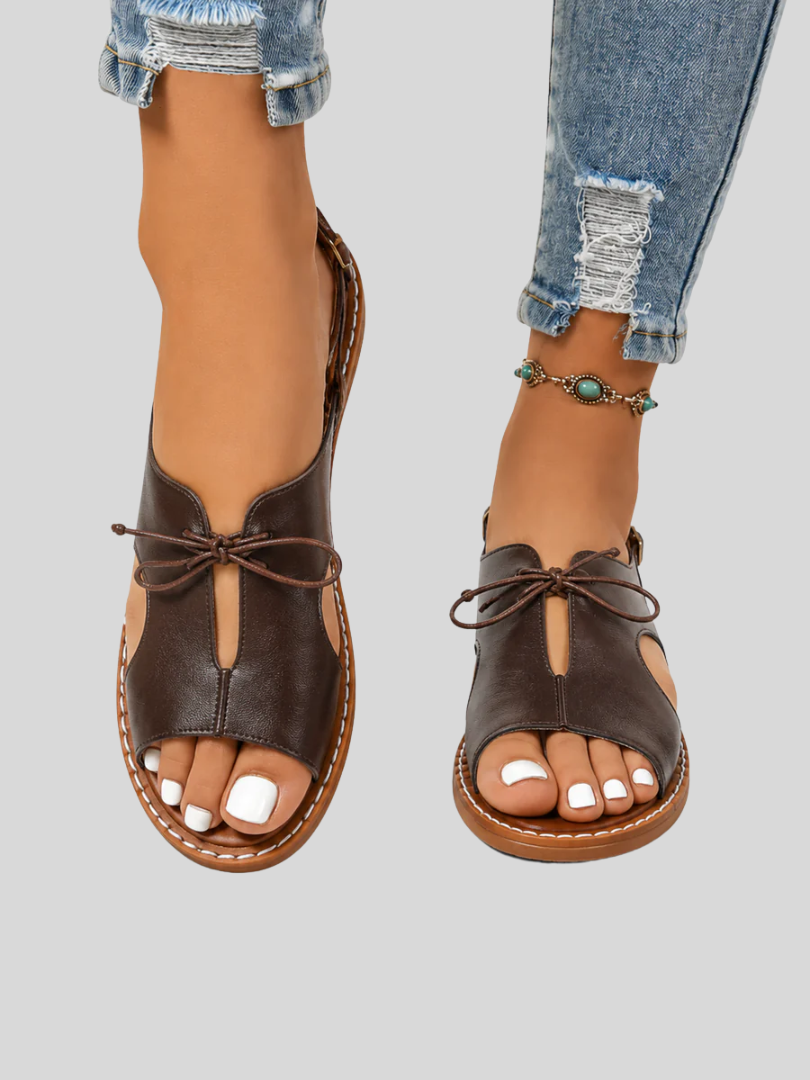 Women's Cut Out Low Heel Lace Up Sandals