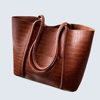 Women's Croc Embossed Large Tote Bag
