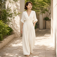 Women's V-Neck Wide Leg Trousers Set