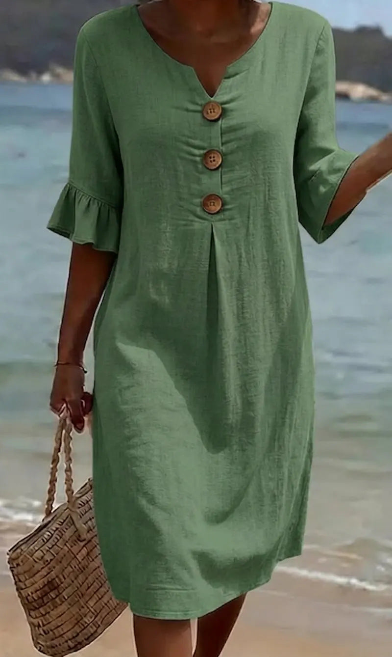 Women's Blossom Print Relaxed Fit Flared Sleeve Shift Dress