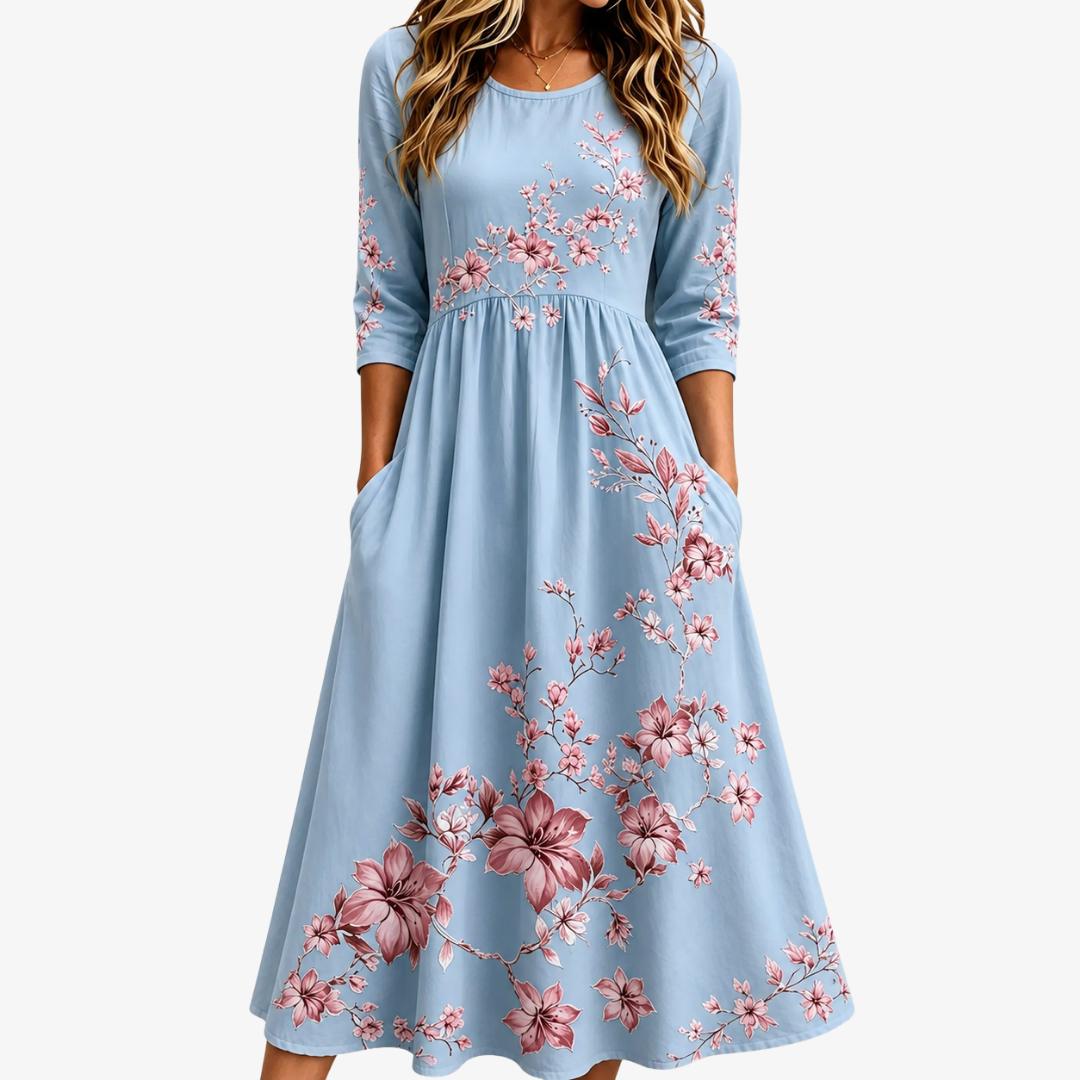 Women's Floral Print A-Line Midi Dress