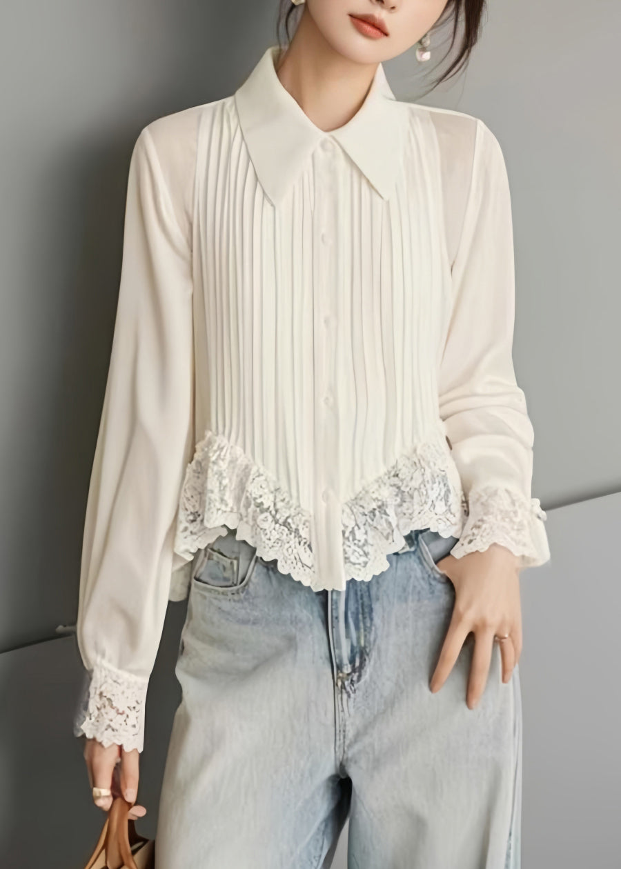 Women's Pintuck Pleated Long Sleeve Blouse