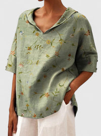 Women's Floral Embroidered V-Neck Tunic Blouse