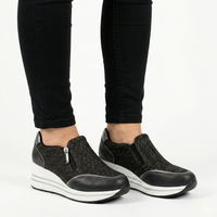 Women's Shimmer Zip Cushioned Wedge Shoes