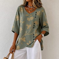 Women's Floral Embroidered Relaxed Fit Blouse