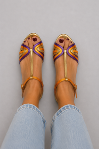 Women's Vibrant Multicolour Embellished Flat Sandals