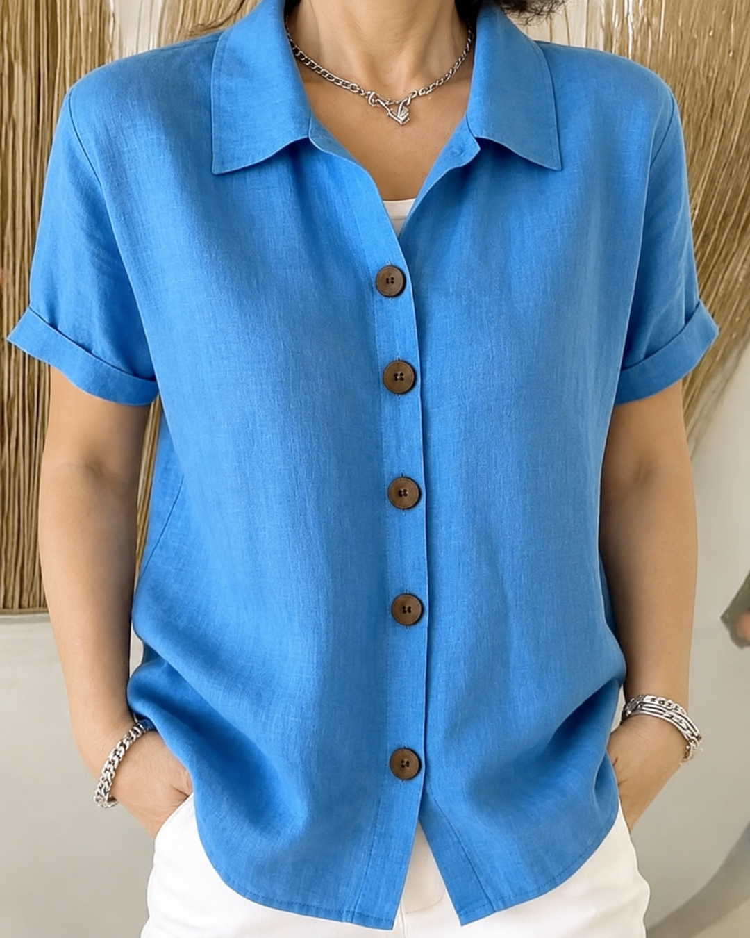 Women's Button Front Collared Blouse