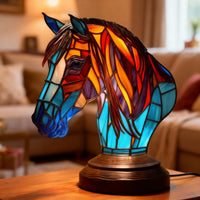 Artistic Stained Glass Horse Lamp