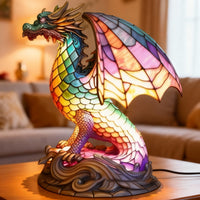 Colorful Stained Glass Dragon Lamp