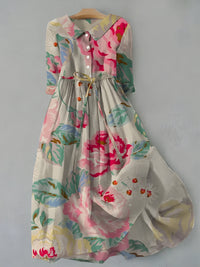 Women's Vibrant Botanical Print Tiered Dress