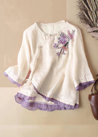 Women's Embroidered Floral Wrap Blouse