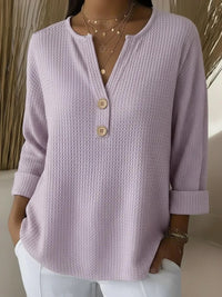 Women's Waffle Henley Neck Top