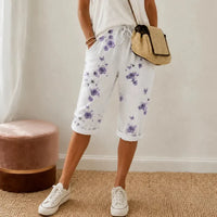 Women's Printed Drawstring Cropped Trousers