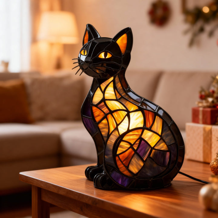 Stained Glass Cat Lamp