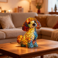 Cozy Stained Glass Poodle Dog Lamp