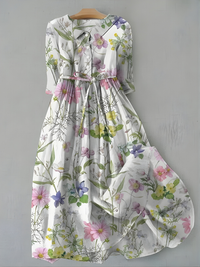 Women's Pastel Botanical Print A Line Dress