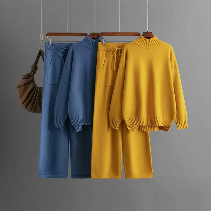 Elegant Long-Sleeve Top &amp; Wide-Leg Pants Set