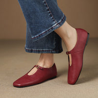 Women's High Vamp Buckle Strap Mary Jane Flats