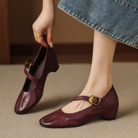Women's Round Toe Buckle Strap Mary Jane Flats
