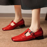 Women's Cushioned T Strap Block Heels
