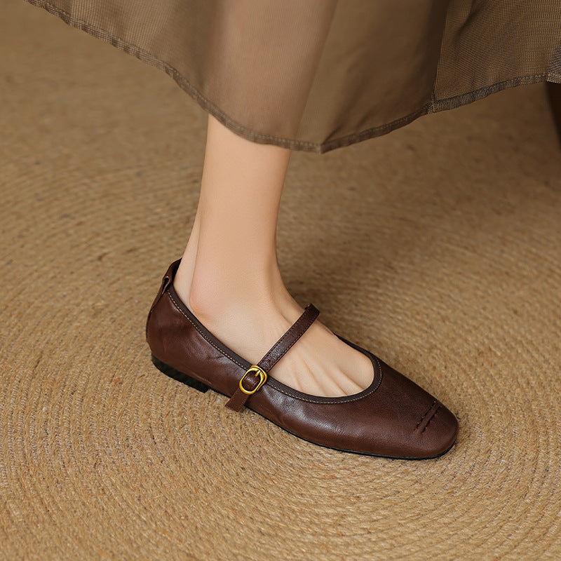 Women's Moc Toe Buckled Strap Slip On Flats