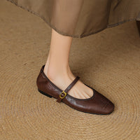 Women's Moc Toe Buckled Strap Slip On Flats