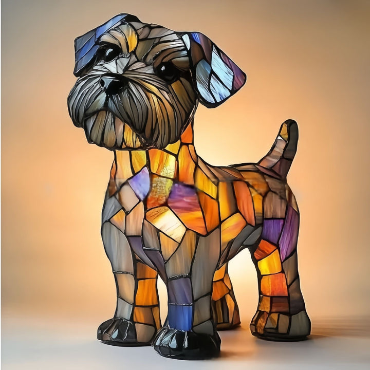 Cozy Stained Glass Schnauzer Dog Lamp